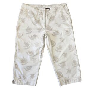 Vtg Woolrich Capri Pants Women‎ 16 Denim Fern Print Drawstring Outdoors Heritage